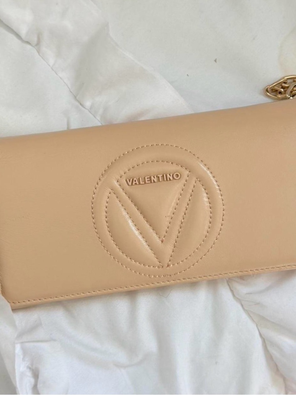 Valentino by Mario Valentino Beige Leather Shoulder Bag